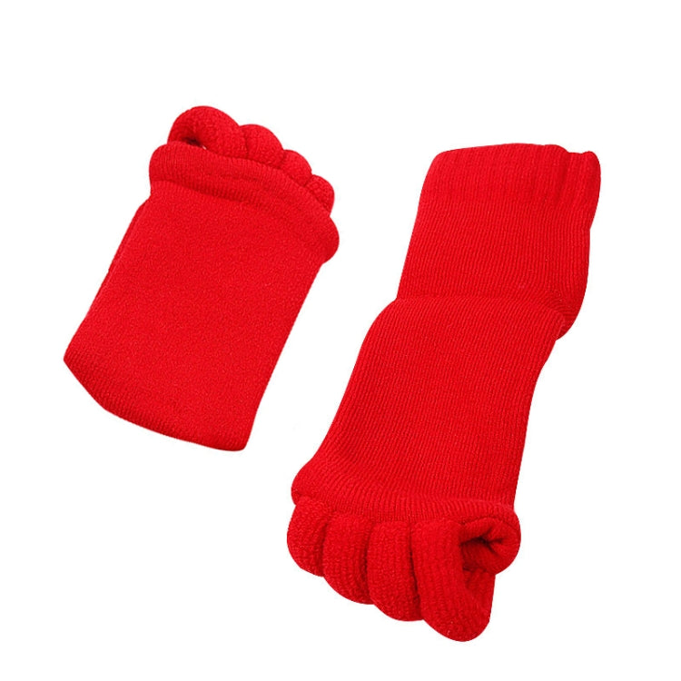 Massage Five-finger Socks Thickened Open-toed Socks, Color: Red