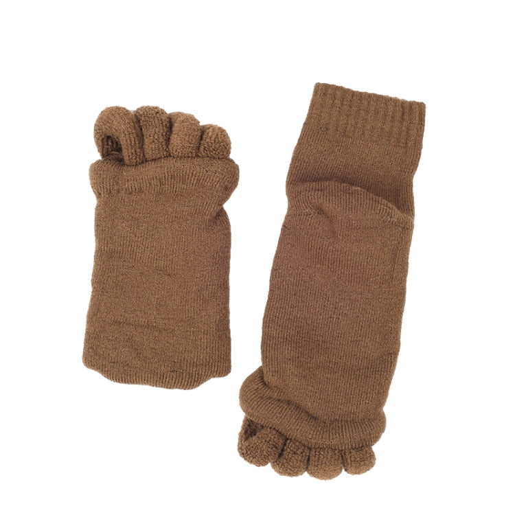 Massage Five-finger Socks Thickened Open-toed Socks, Color: Brown