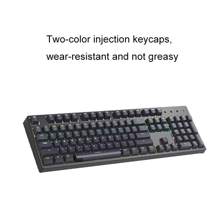 Bluetooth Wired 104-key Two-color Translucent Keycap Mechanical Keyboard(Black)