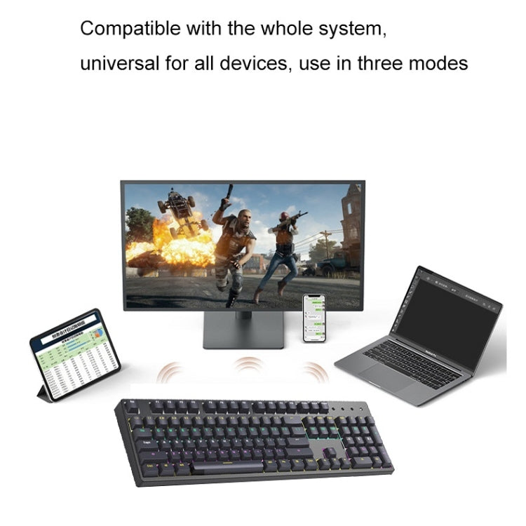 Bluetooth Wired 104-key Two-color Translucent Keycap Mechanical Keyboard(Black)