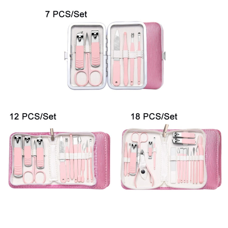 Stainless Steel Nail Clipper Set Beauty Eyebrow Trimmer, Color: 7 PCS/Set (Pink)
