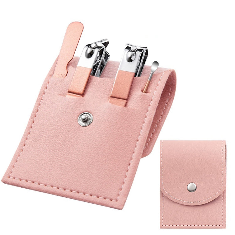 Stainless Steel Nail Clipper Set Beauty Eyebrow Trimmer, Color: 4 PCS/Set (Pink)