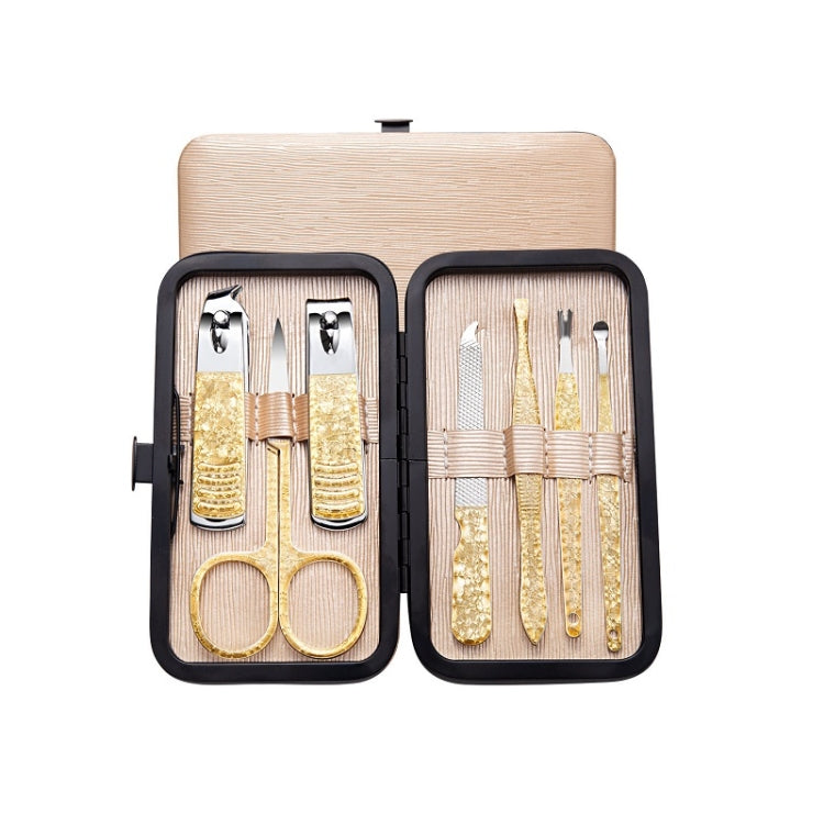 7 PCS/Set Gold Foil Textured Nail Clippers Beauty Tweezers Manicure Kit Tools