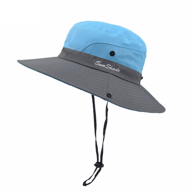 9002 Summer Women Outdoor Sun Hats Fisherman Hat With Ponytail Hole