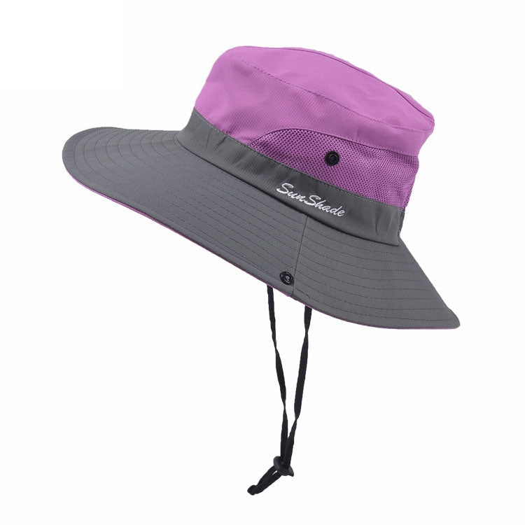 9002 Summer Women Outdoor Sun Hats Fisherman Hat With Ponytail Hole