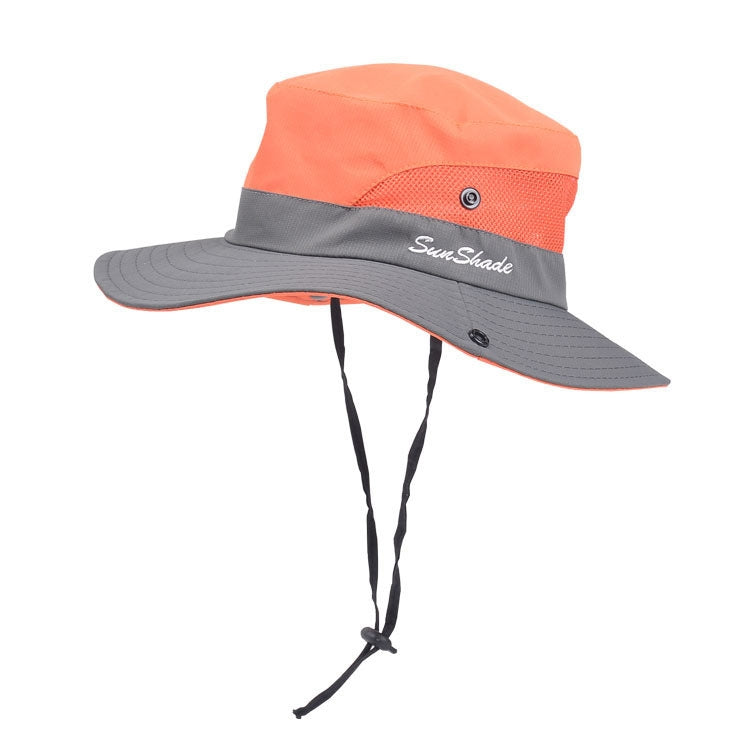 9002 Summer Women Outdoor Sun Hats Fisherman Hat With Ponytail Hole