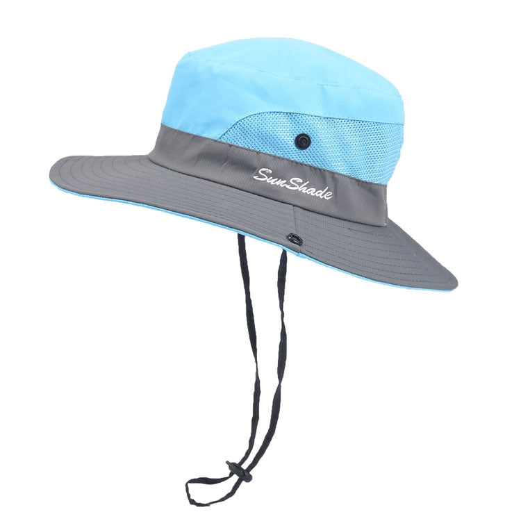 9002 Summer Women Outdoor Sun Hats Fisherman Hat With Ponytail Hole