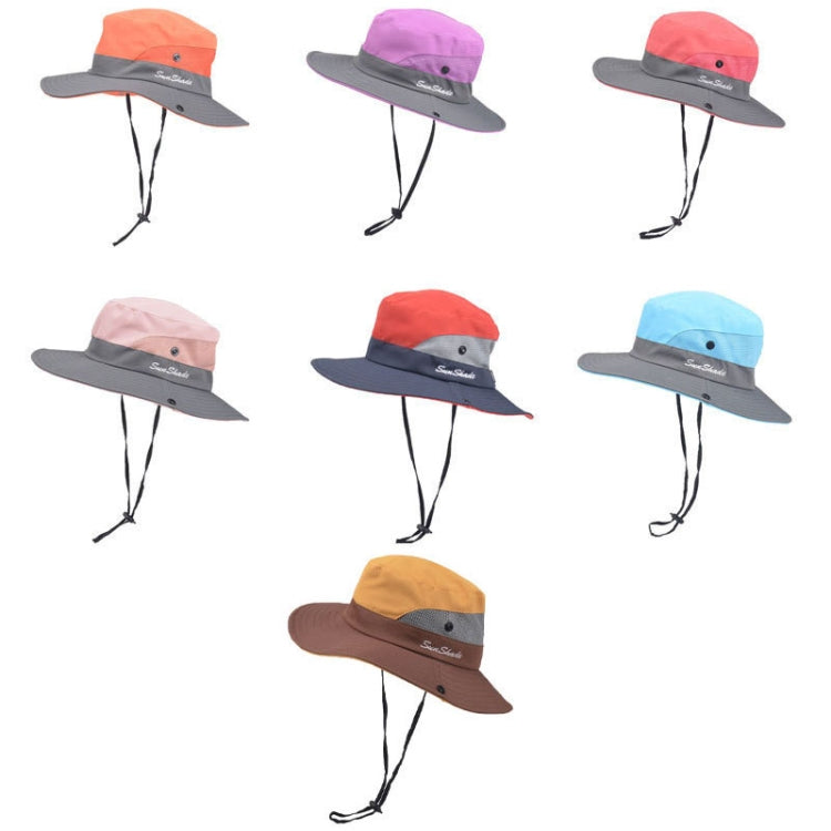 9002 Summer Women Outdoor Sun Hats Fisherman Hat With Ponytail Hole