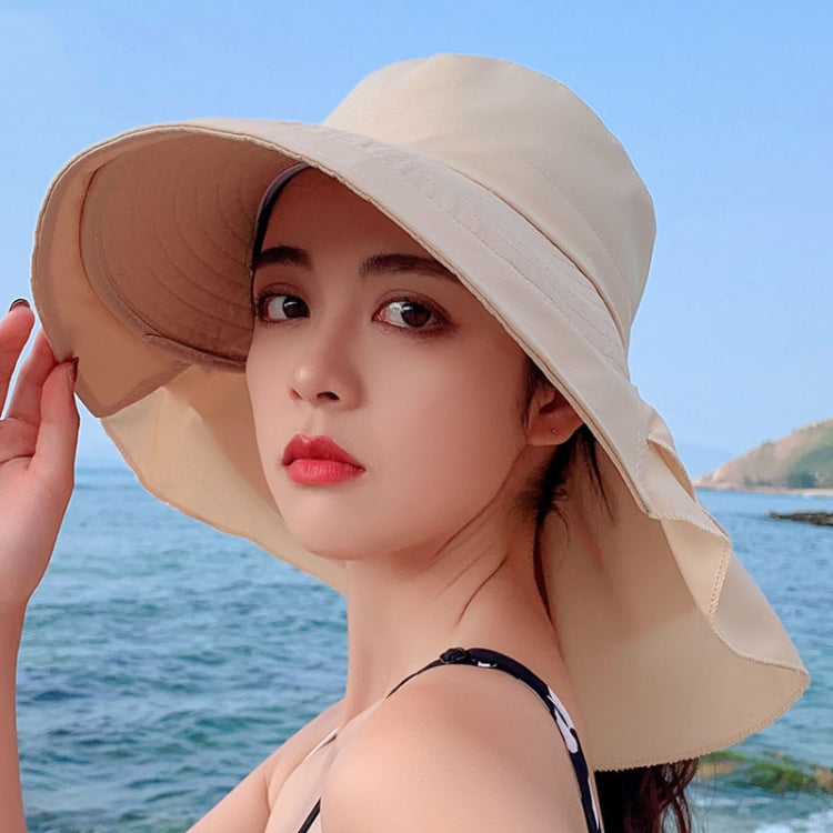 8062 Women Summer Neck Protection Sunscreen Hat Large Brim Fisherman Hat