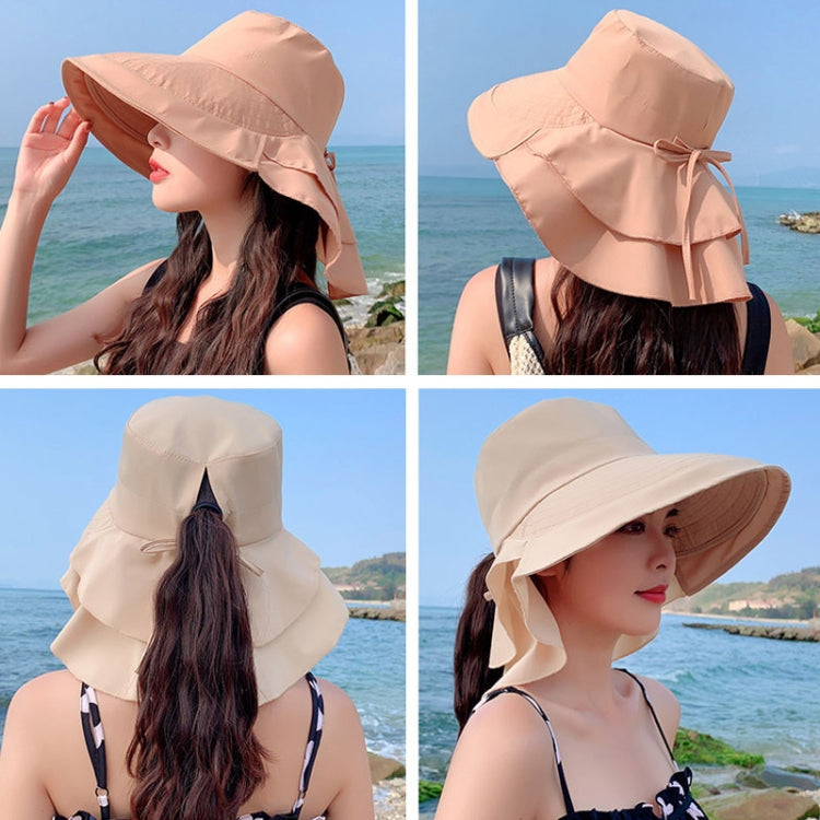 8062 Women Summer Neck Protection Sunscreen Hat Large Brim Fisherman Hat