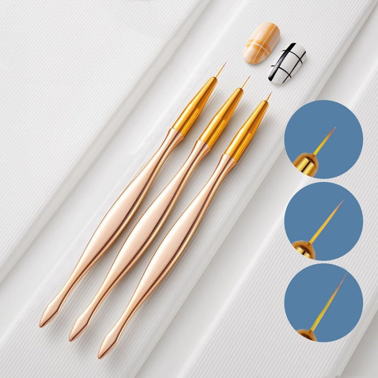 2 Packs Crystal Light Therapy Pull Line Smudge Nail Pen, Color: 3 PCS/Set Rose Gold