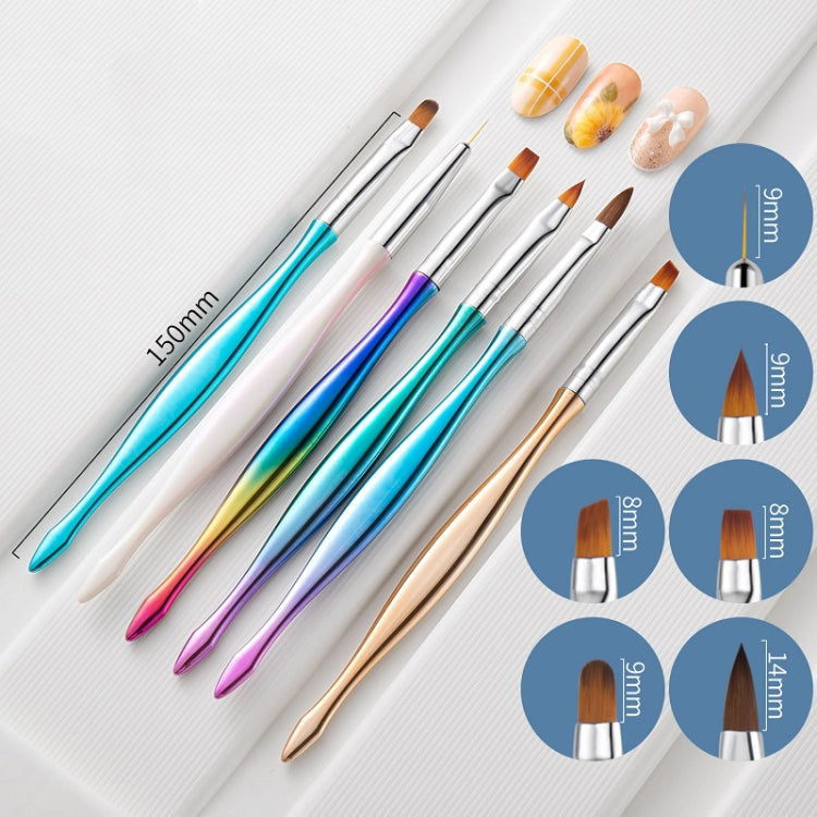 2 Packs Crystal Light Therapy Pull Line Smudge Nail Pen, Color: 6 PCS/Set Gradient+Pearl White