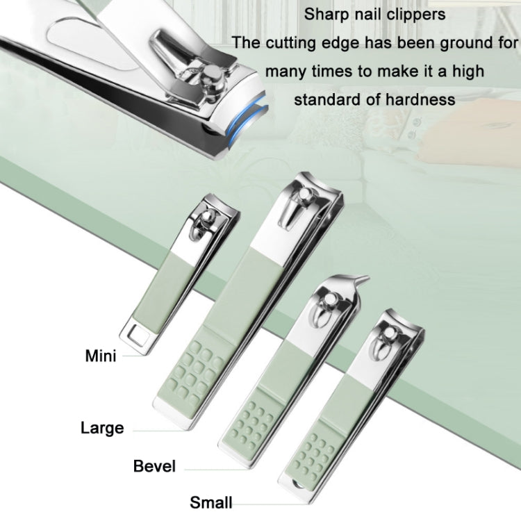 Stainless Steel Nail Clipper Nail Art Tool Set, Color: 16 PCS/Set (Green)