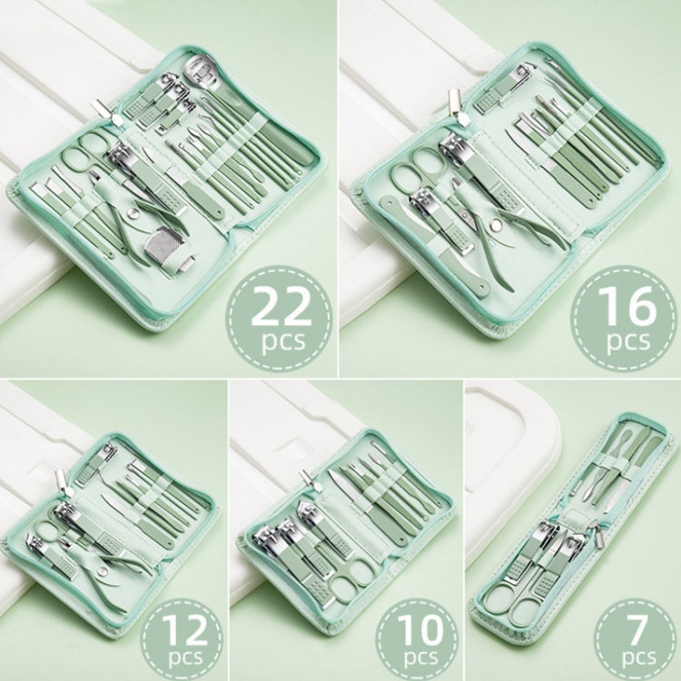 Stainless Steel Nail Clipper Nail Art Tool Set, Color: 12 PCS/Set (Green)
