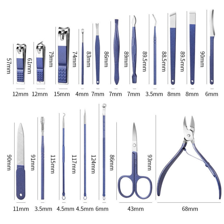 Stainless Steel Nail Clipper Nail Art Tool Set, Color: 26 PCS/Set (Blue)