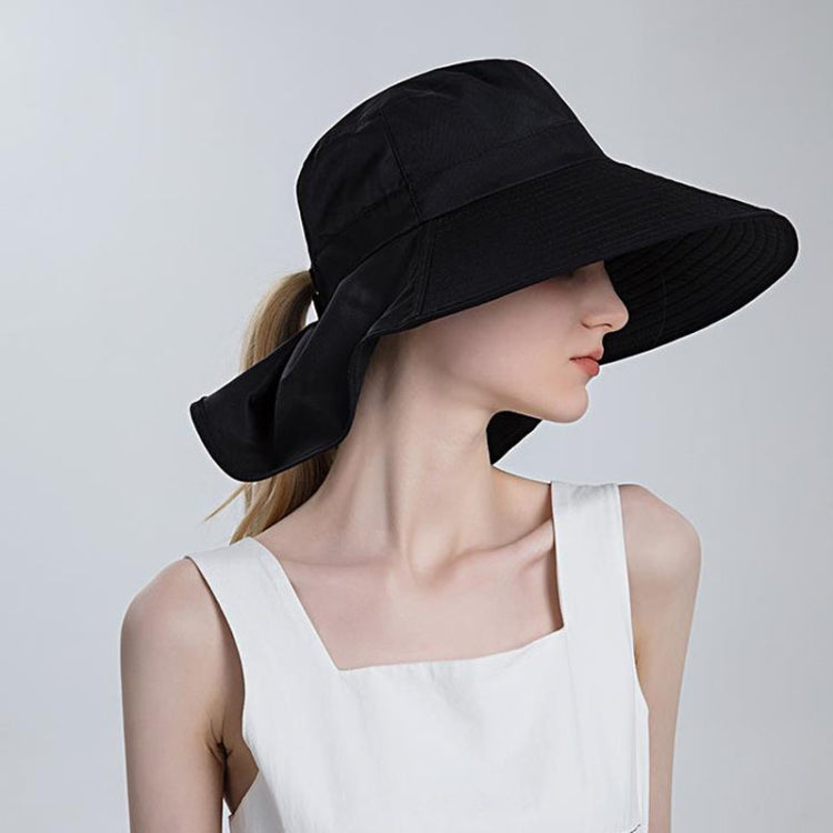8112 Ladies Sunshade Large Brim Ponytail Bucket Hat