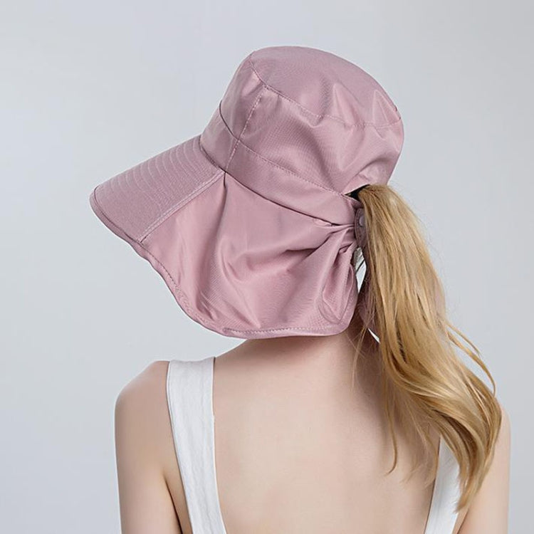 8112 Ladies Sunshade Large Brim Ponytail Bucket Hat
