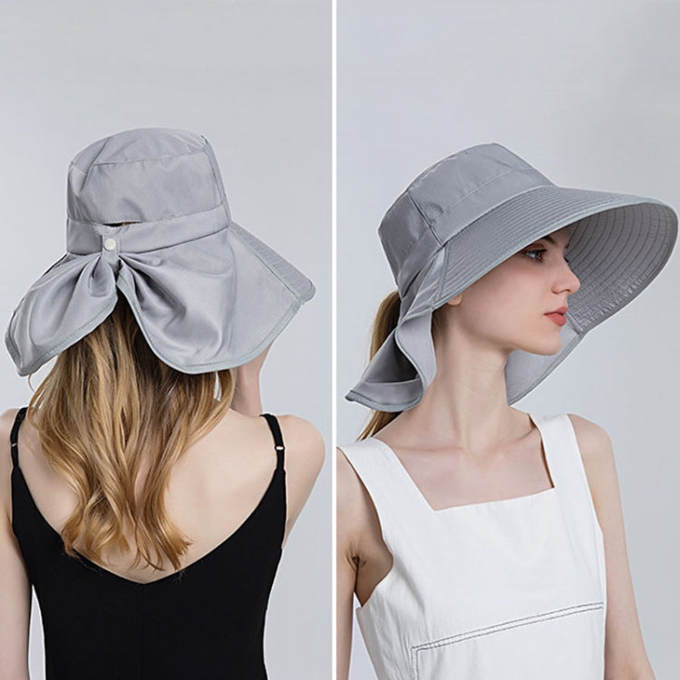 8112 Ladies Sunshade Large Brim Ponytail Bucket Hat