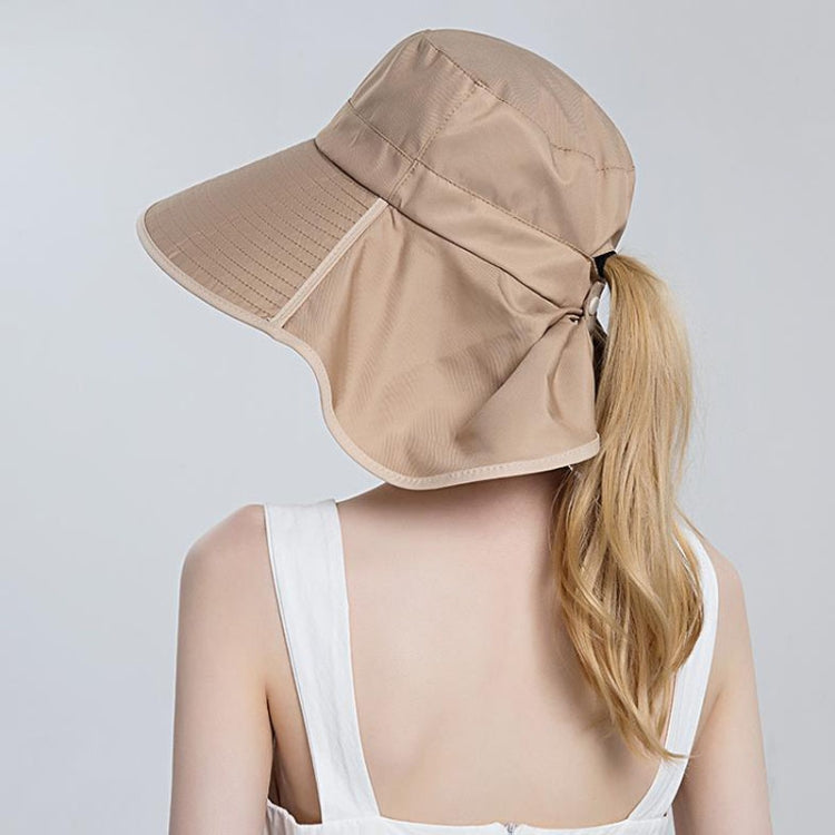 8112 Ladies Sunshade Large Brim Ponytail Bucket Hat