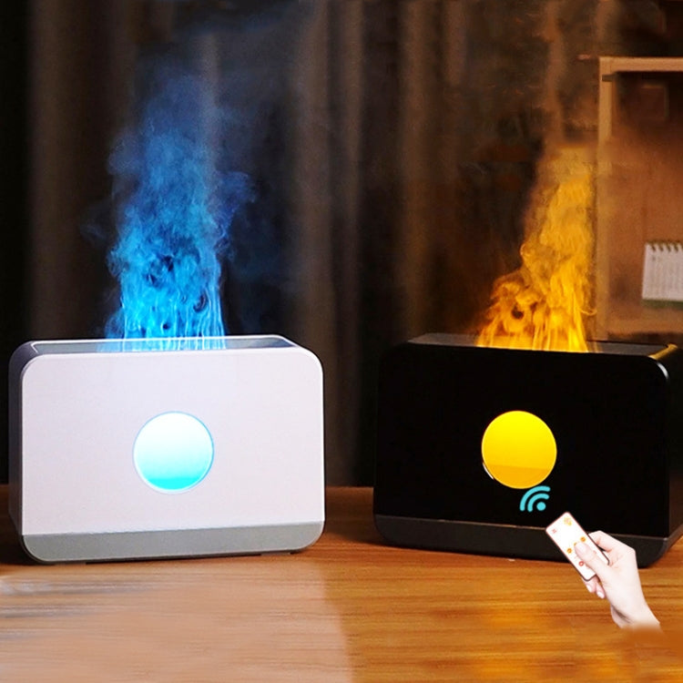 Simulation Flame Humidifier Aroma Diffuser With Remote Control, Color: Blue Light White