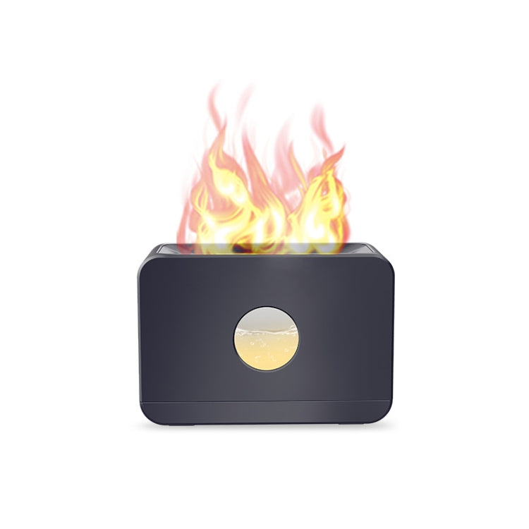 Simulation Flame Humidifier Aroma Diffuser With Remote Control, Color:  Red Light Black