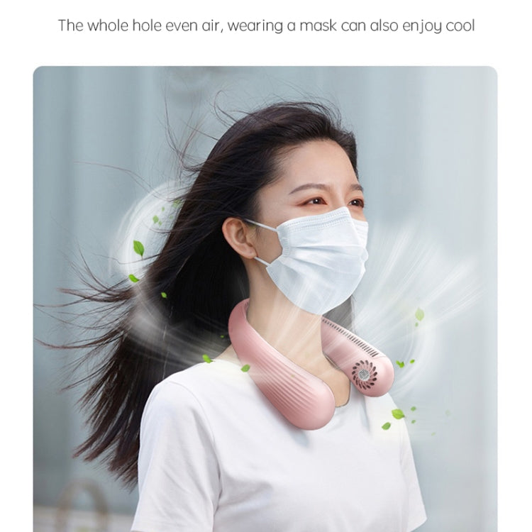 Lazy Hanging Neck Fan Bladeless Silent Sports Fan,Model: T36 Pink 3000 mAh