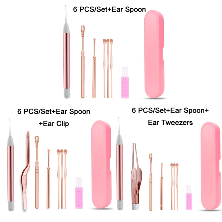 Stainless Steel Ear Picking Tool Set, Quality: 6 PCS/Set+Ear Spoon+Ear Clip