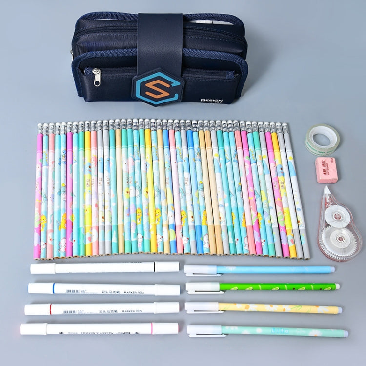 Detachable Simple Canvas Pencil Case Large Capacity Pencil Bag
