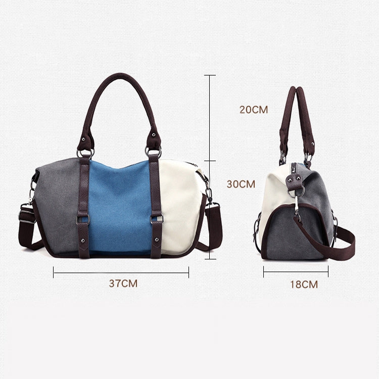 T-1060 Colorblock Waterproof Canvas Tote Crossbody Bag, Color: Red
