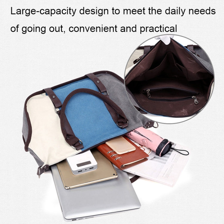 T-1060 Colorblock Waterproof Canvas Tote Crossbody Bag, Color: Red