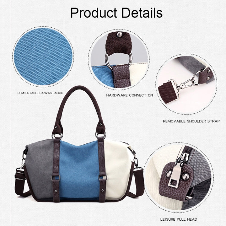 T-1060 Colorblock Waterproof Canvas Tote Crossbody Bag, Color: Purple Red