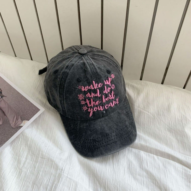 Contrast Color Flower English Embroidery Retro Soft Top Baseball Cap