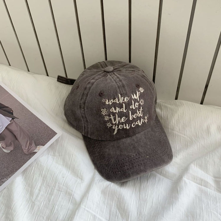 Contrast Color Flower English Embroidery Retro Soft Top Baseball Cap