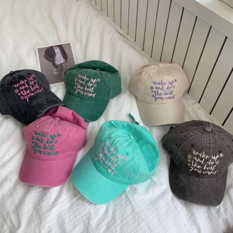 Contrast Color Flower English Embroidery Retro Soft Top Baseball Cap