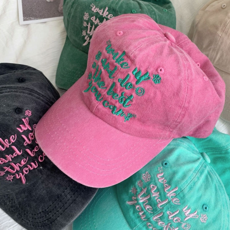 Contrast Color Flower English Embroidery Retro Soft Top Baseball Cap