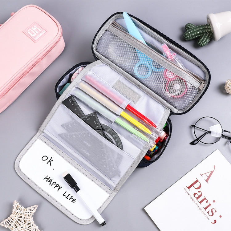 Multifunctional Pencil Case Built-in Writable Whiteboard With 1 Erasable Pen, Color: Black