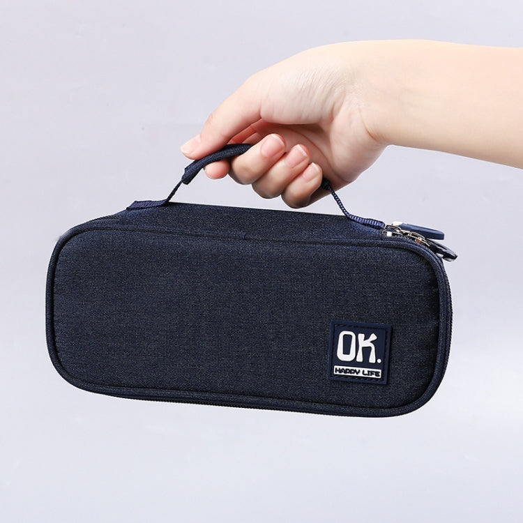 Multifunctional Pencil Case Built-in Writable Whiteboard With 1 Erasable Pen, Color: Navy Blue
