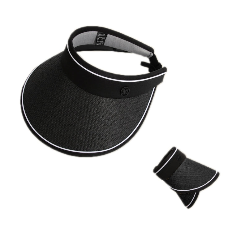 Summer Black Rubber Anti-UV Sunshade Straw Hat, Color: D-210 Black
