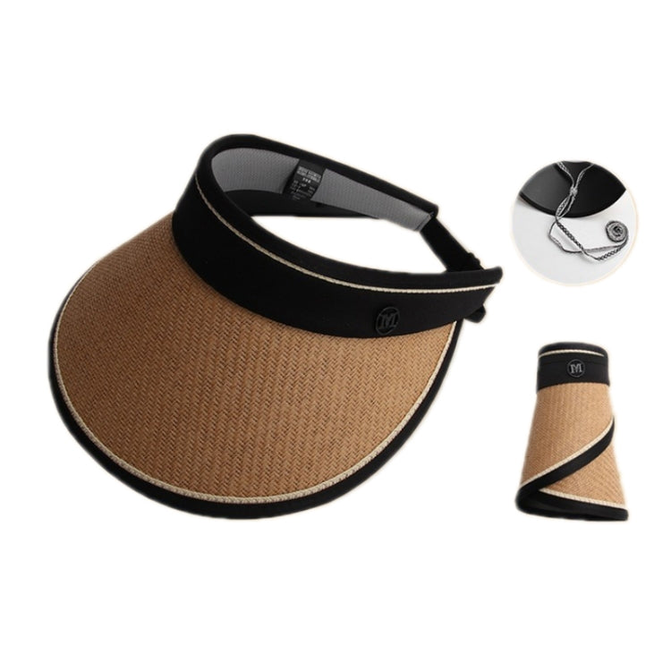 Summer Black Rubber Anti-UV Sunshade Straw Hat, Color: D-211 Khaki