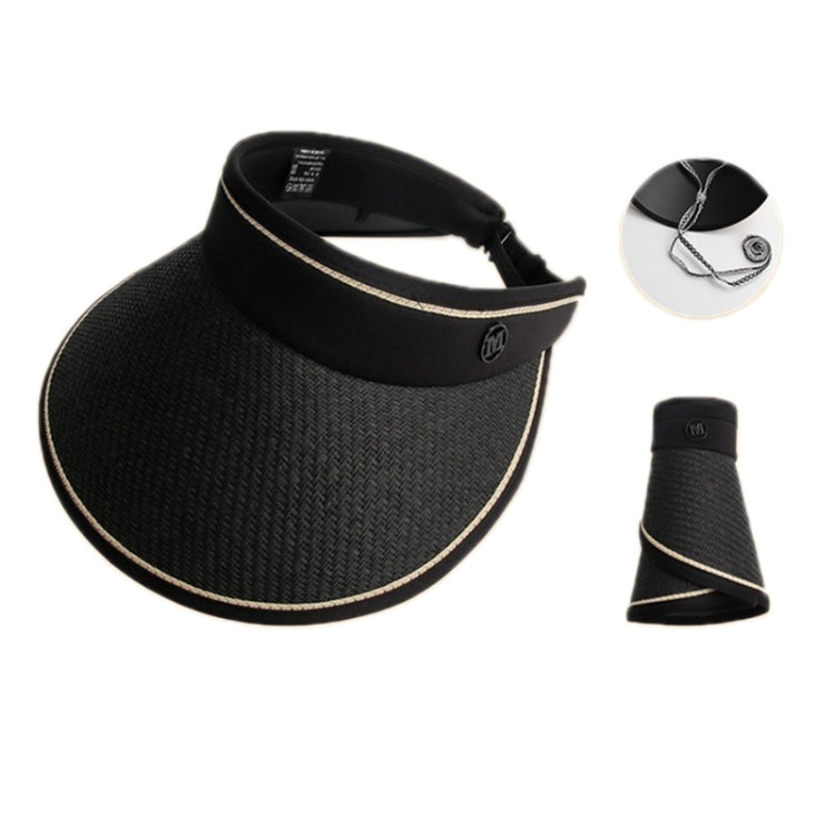 Summer Black Rubber Anti-UV Sunshade Straw Hat, Color: D-211 Black