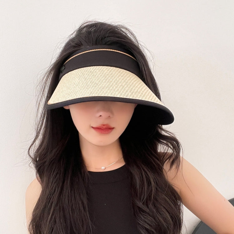 Summer Black Rubber Anti-UV Sunshade Straw Hat, Color: D-211 Black
