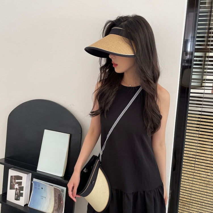 Summer Black Rubber Anti-UV Sunshade Straw Hat, Color: D-211 Black