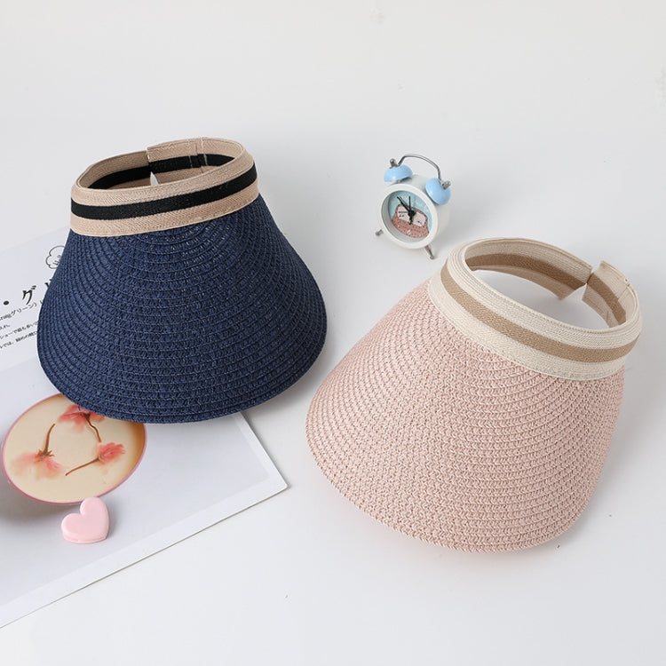 Parent-child Beach Sun Protection Empty Top Sunshade Straw Hat, Color: For Adult (Pink)