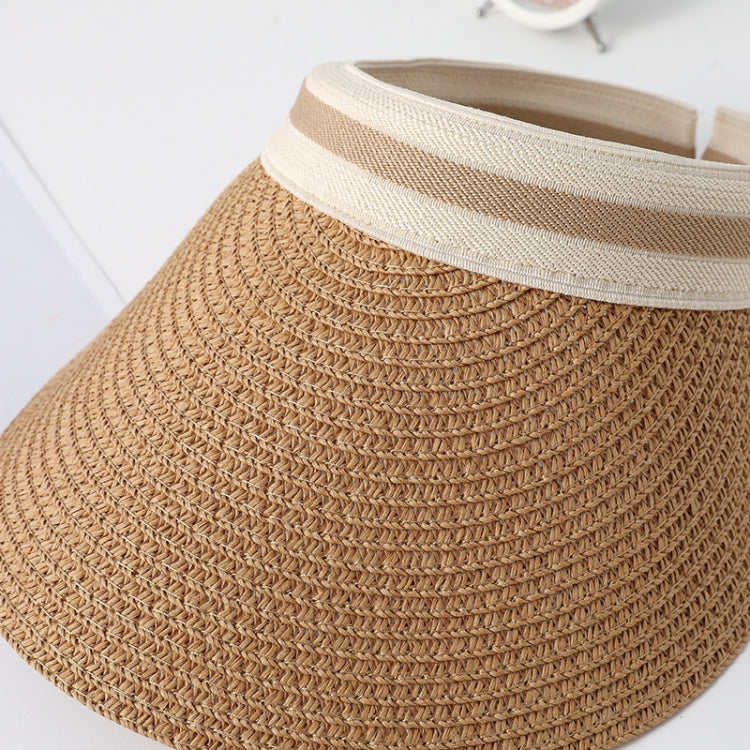 Parent-child Beach Sun Protection Empty Top Sunshade Straw Hat, Color: For Adult (Black)