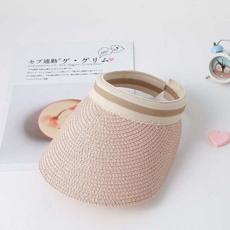 Parent-child Beach Sun Protection Empty Top Sunshade Straw Hat, Color: For Kids (Pink)