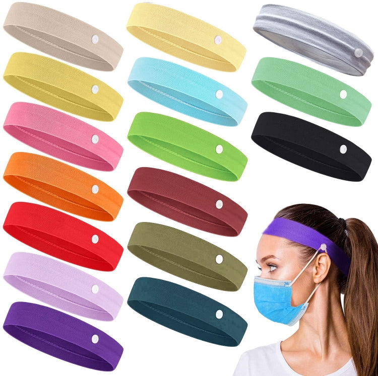 3 PCS Stretch Button Yoga Headband Can Hang Mask
