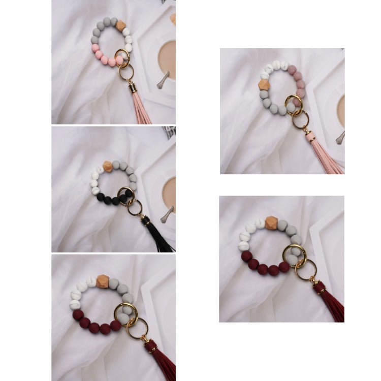 For Airpods Tassel Beaded Bracelet Earphone Case, Color: Black Bead