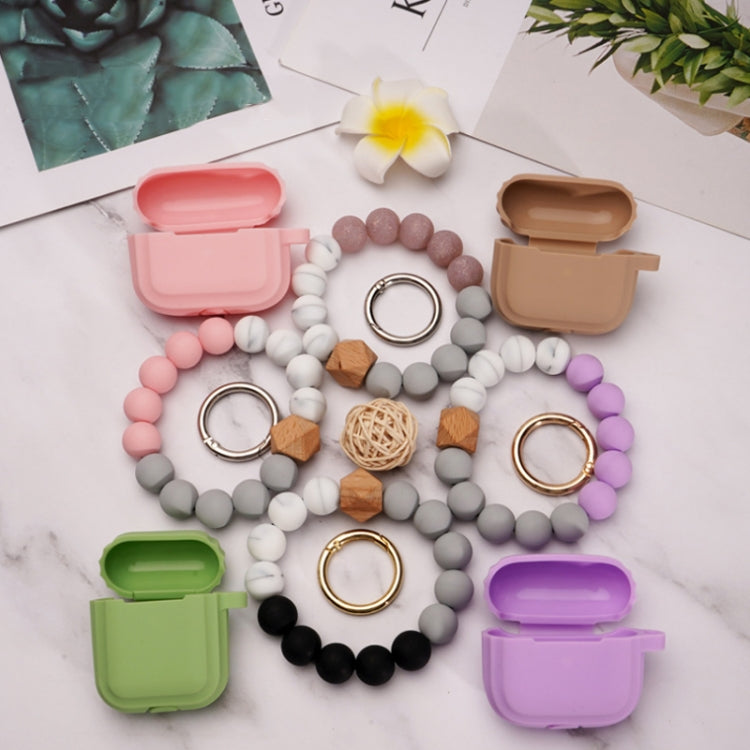 For Airpods Tassel Beaded Bracelet Earphone Case, Color: Black Bead