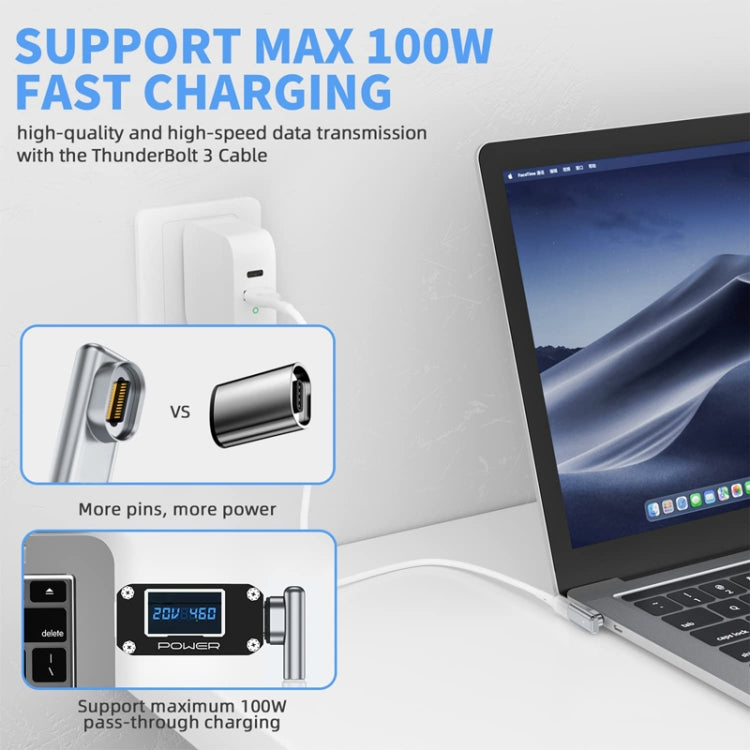 TZ30 PD100W 24Pin Fast Charge Type-C / USB-C Magnetic Elbow Adapter For MacBook Notebook Connector(Silver)
