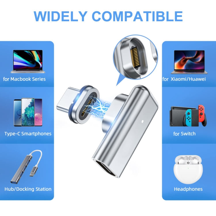 TZ30 PD100W 24Pin Fast Charge Type-C / USB-C Magnetic Elbow Adapter For MacBook Notebook Connector(Silver)